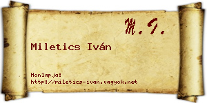 Miletics Iván névjegykártya
