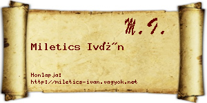 Miletics Iván névjegykártya
